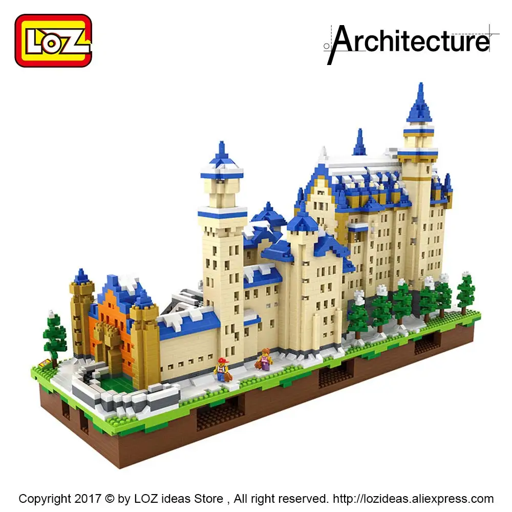 LOZ Diamond архитектурные блоки игрушки Schloss Neuschwanstein модель замка Новый Лебедь камень