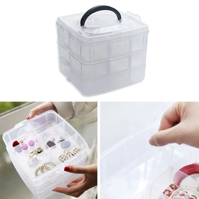 1 Pc Transparent Portable Large Jewelry Organizer Storage Box Container Case Display 1 Pc Transparent Portable Large Jewelry Organizer Storage Box Container Case Display