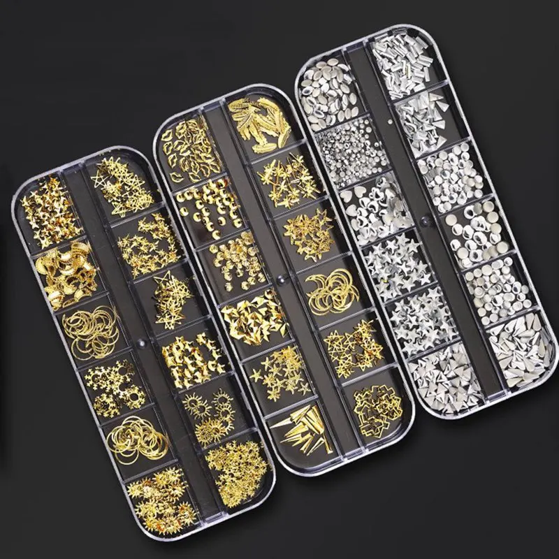 

Mixed Round Square Star Rivet Studs Metal Alloy Design Nail Art Rivet Decorations 3D DIY Nail Stickers Jewelry Decor