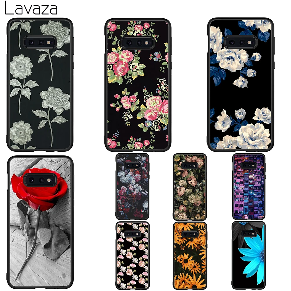 

Lavaza Black Flower Soft Case for Galaxy A3 A5 2016 2017 A6 plus A7 A8 A9 J6 2018 A10 30 40 50 70