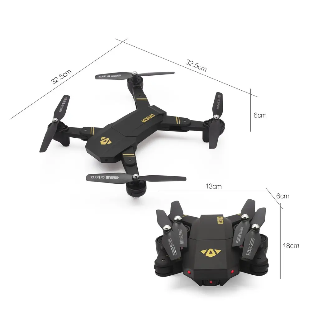 VISUO XS809HW 2.4G 720P Foldable FPV Selfie Drone RC Quadcopter with Wifi Camera Altitude Hold Headless Mode 360'Flips
