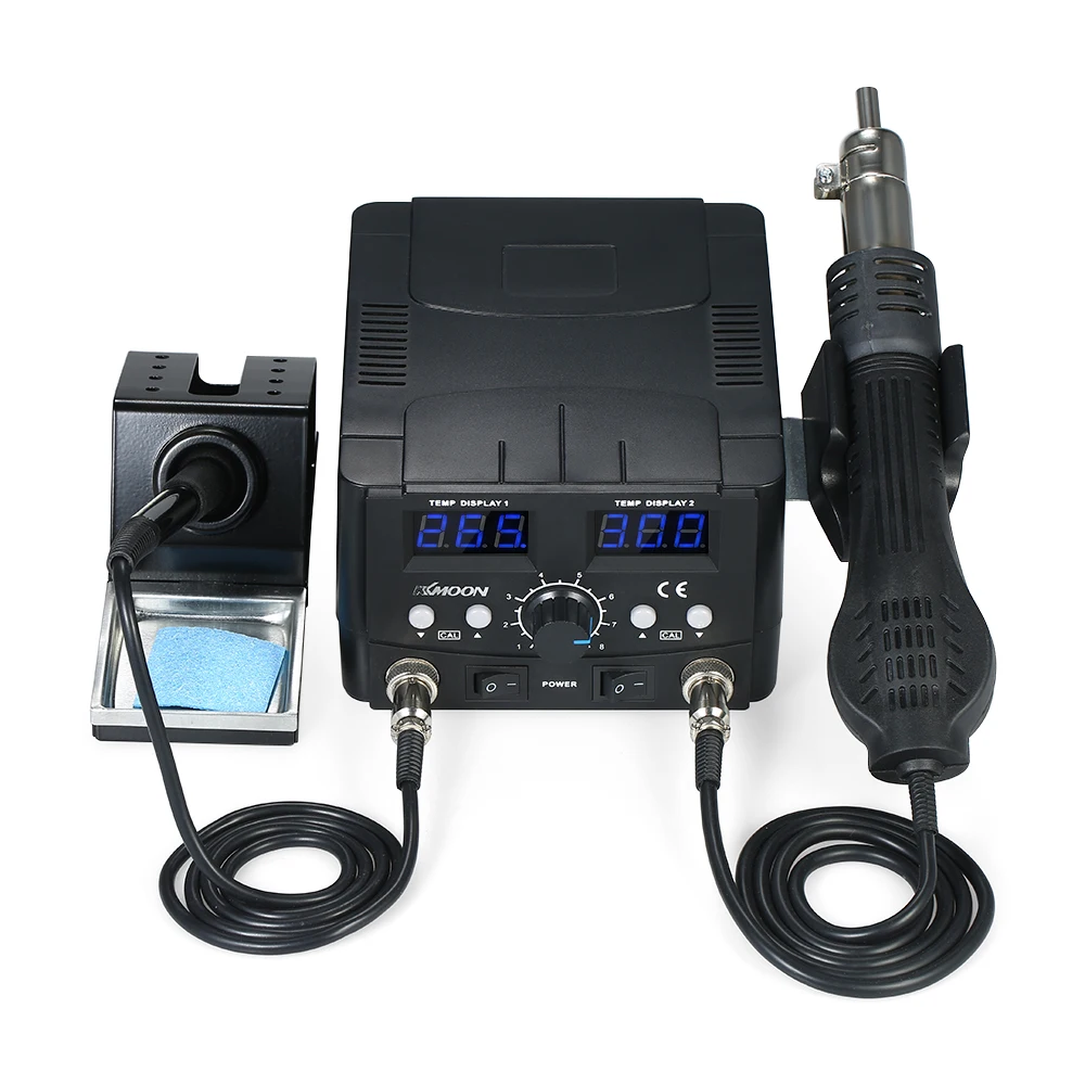 

AC220V 50Hz Soldering Station 2 in 1 Digital SMD Rework Hot Air Gun Soldering Iron Stand Desolder Welding Tools Set