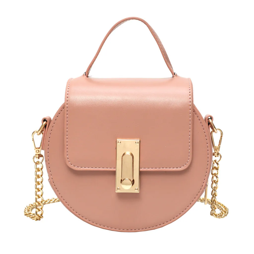 

Women Circle Pure Color Leather Crossbody Bag Chain Shoulder Bag Handle Bags bolsa feminina bags for women 2019 crossbody #15