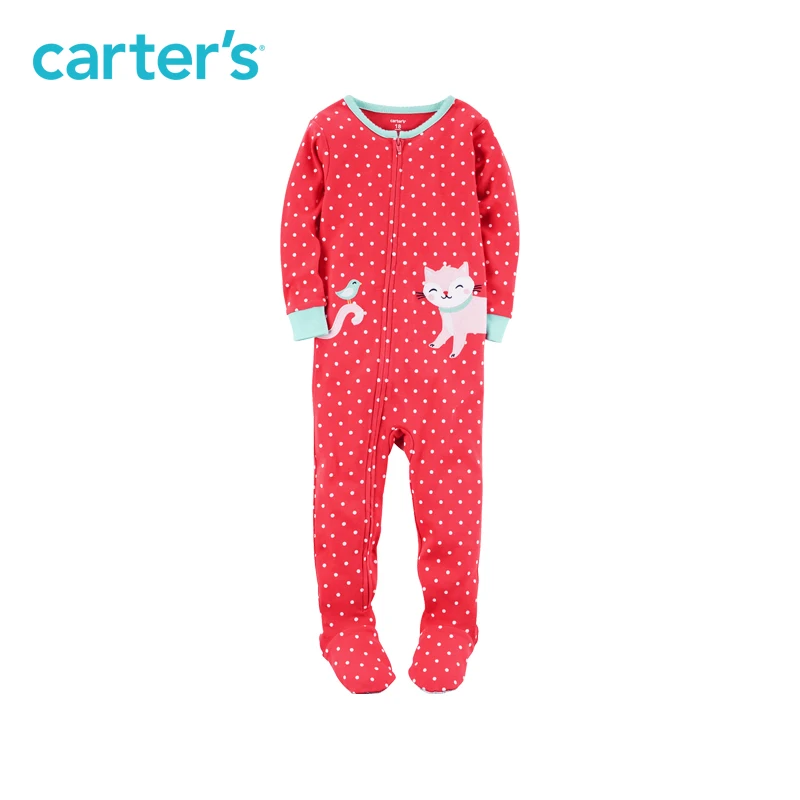 

Carter's 1pcs baby children kid clothing girl spring&summer toddler 1-Piece Snug Fit Cotton PJs dot print Cat 351G331