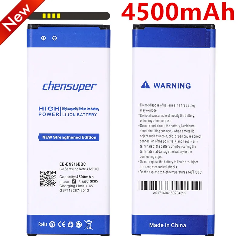 Chensup EB-BN916BBC аккумулятор для samsung Galaxy Note 4 N9100 N910U N910F N910A Высокая емкость 4500 мАч сменный аккумулятор