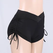 Тонкие хип одноцветные леггинсы складки спортивные штаны для йоги шорты женские