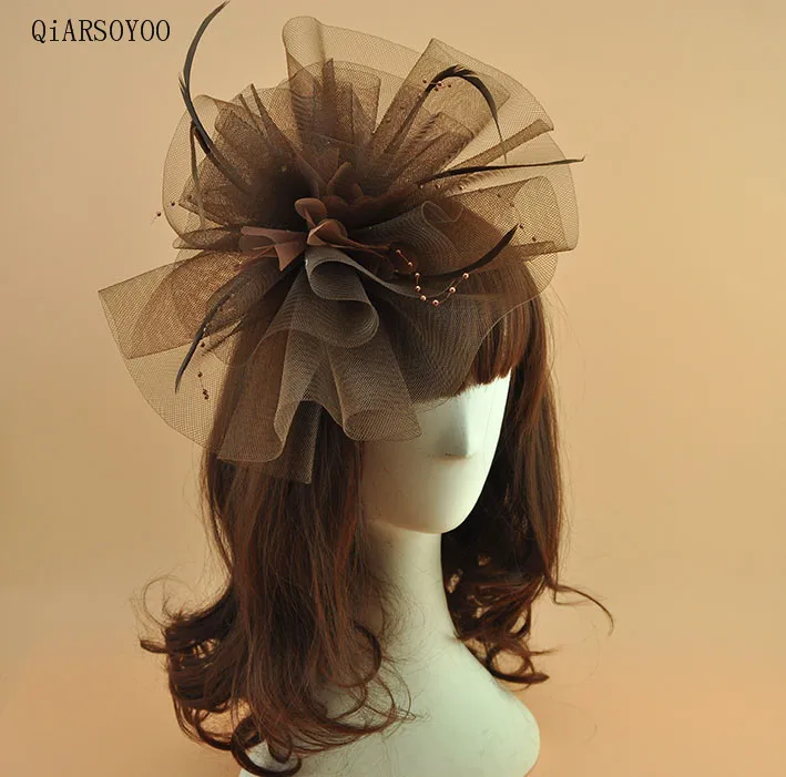 Senhoras Chapéus Fascinators Pena De Casamento Mulheres