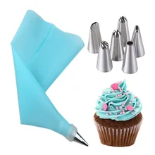 Большой Размеры насадки силиконовые глазурь Крем кондитерский мешок и Нержавеющая сталь насадки для домашнего использования, украшение торта, выпечки советы трубопровод набор