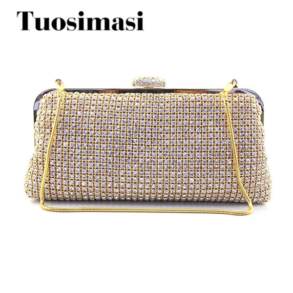 

Fashion Gold Crystal Evening Clutches Women Rhinestones Bridal Purses Wedding Prom Clutch Evening Bag Handbag Gold Shoulder Bag