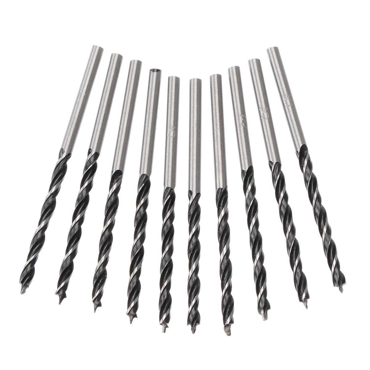10pcs 3mm Diam Twist Drill Bit Wood Drill Bits with Center Point High Strength Drilling Tool for Woodworking