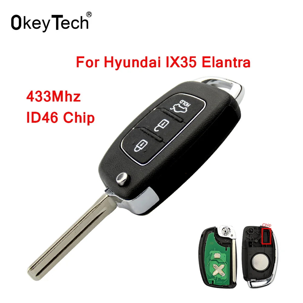 OkeyTech 3 кнопки 433 МГц ID46 чип откидной ключ Авто Дистанционное управление складное