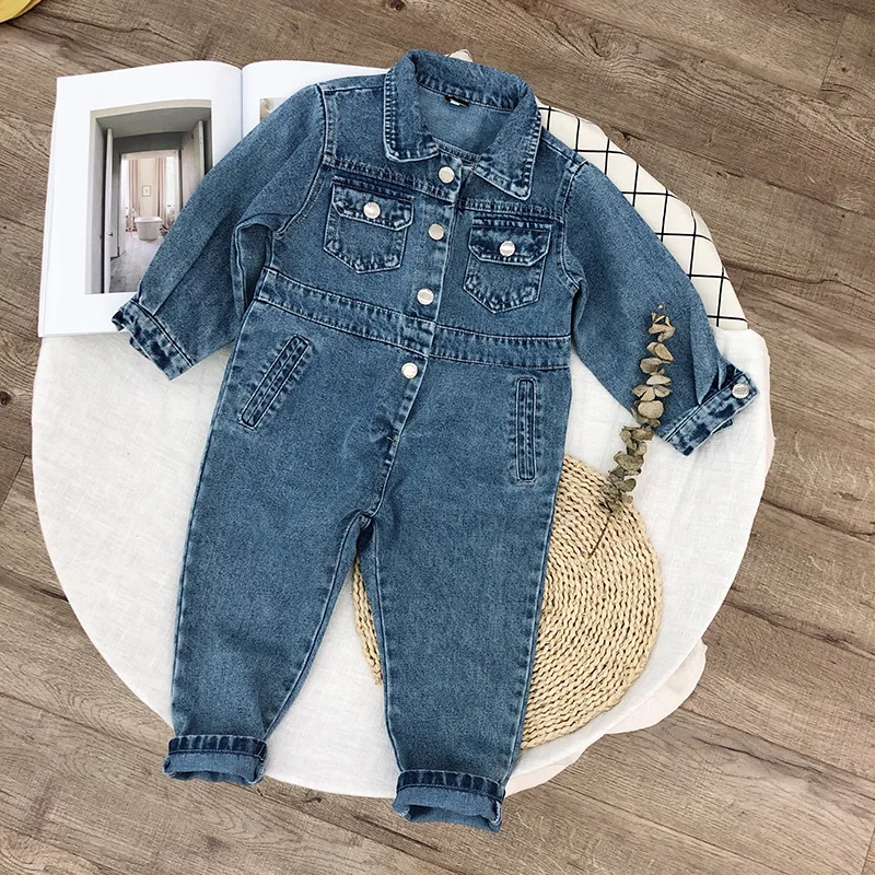 

Baby Denim Rompers Jumpsuit for Newborns Jeans Long Sleeve Cowboy Jeans Baby Costume New Born onesie Tracksuit One Pieces 2019