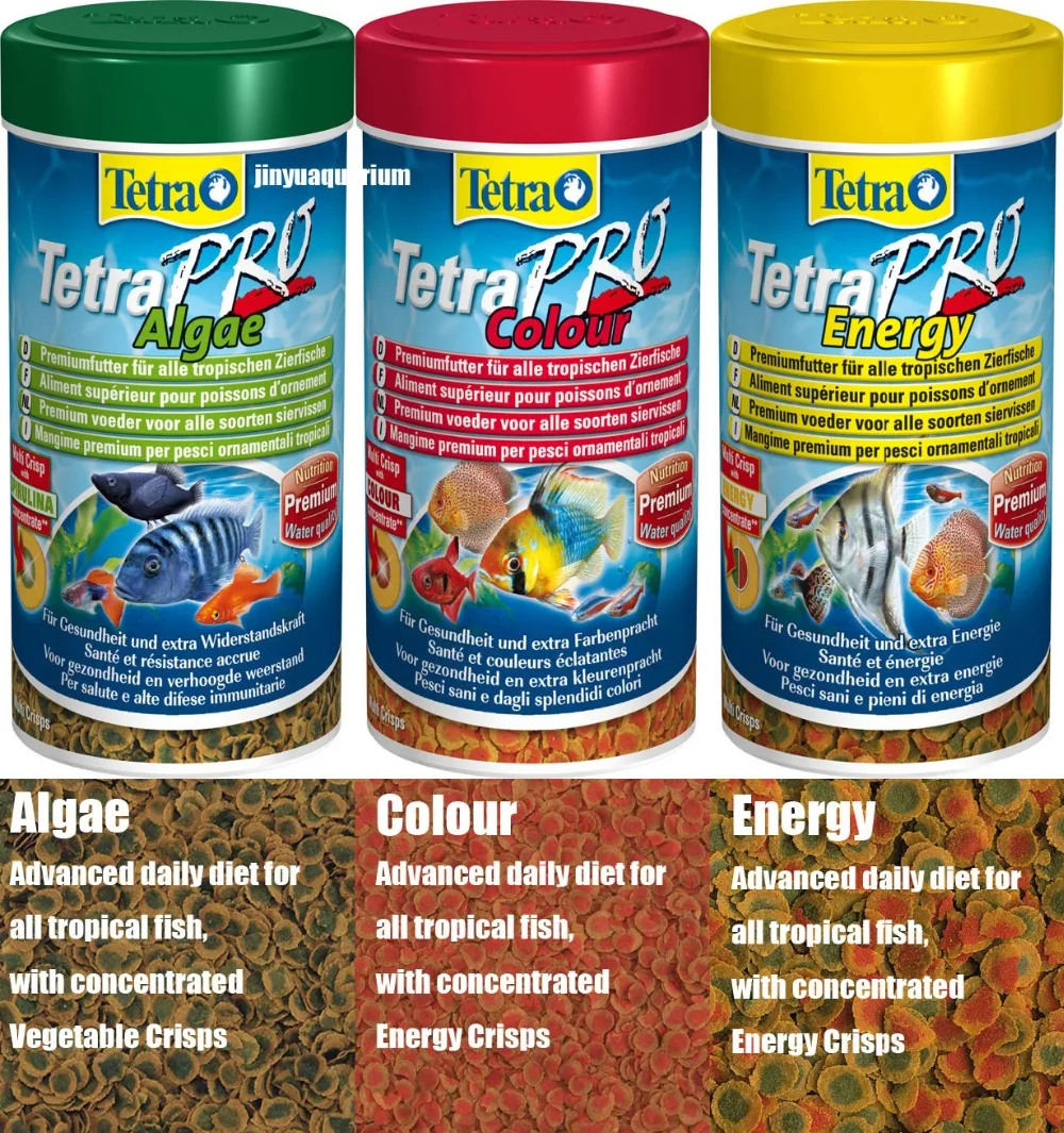 

TetraPro Algae Colour Energy tropical fish food crisps canister feeder aquarium aitum angelfish guppy discus