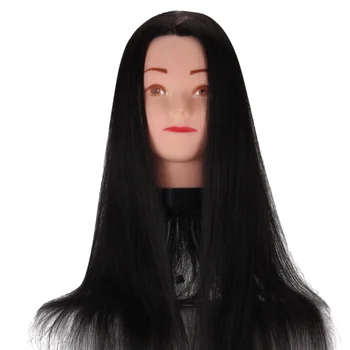 

55cm/22" Heat Resistant Synthetic Fiber Hair Styling Mannequin Training Head Professional Women Hairdressing Dolls Heads
