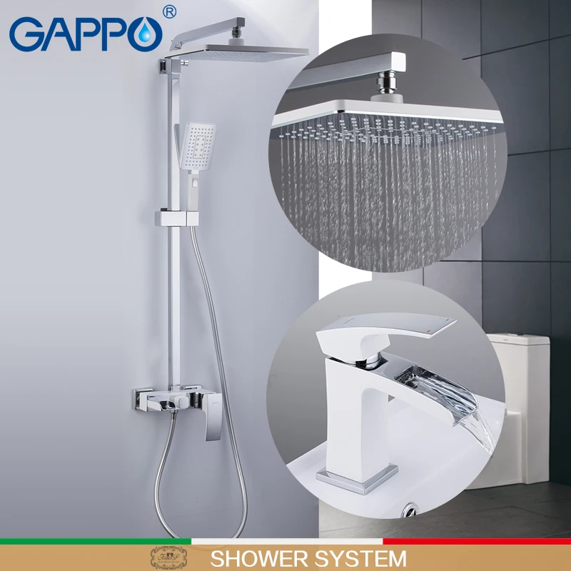 

GAPPO shower system basin faucet deck mounted basin sink faucet brass sets chrome and white wall bathroom faucet mixer