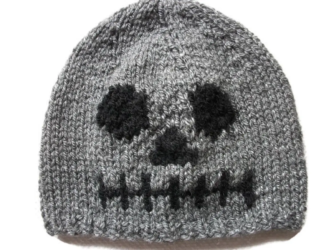 

BomHCS Grey Skull Hat, Hand Knitted Baby Adult Girls Boys Mens