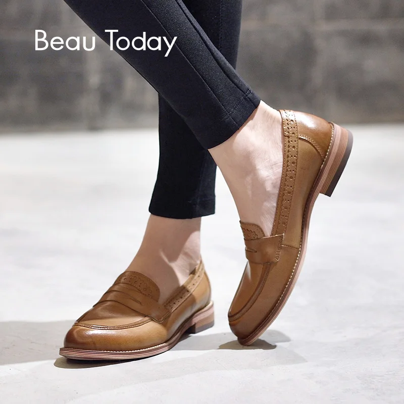 BeauToday Penny/Лоферы для женщин мокасин из овчины натуральная кожа без шнуровки с