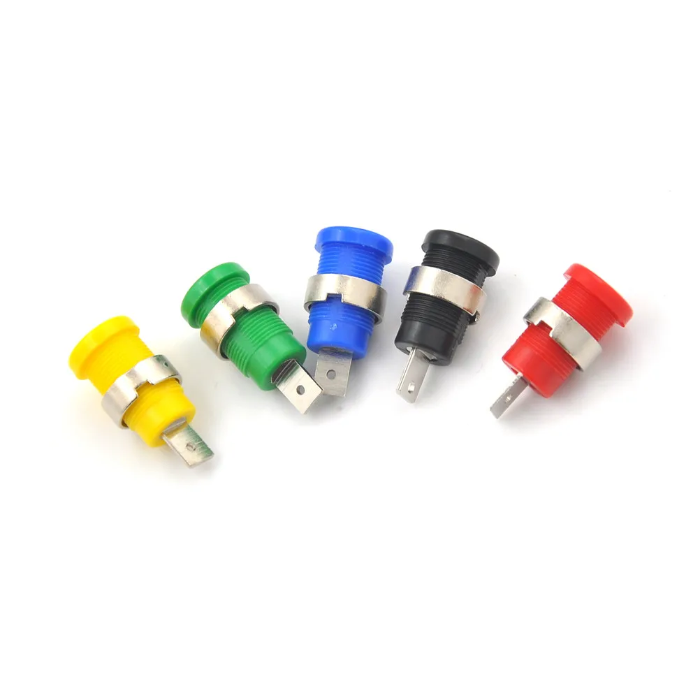 

5Pcs/lot 4mm Banana Plugs Female Jack Socket Plug Wire Connector 5 Colors 29.66*4.35mm