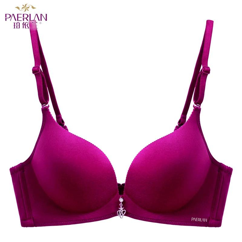 

PAERLAN Seamless wireless Sexy bra push up solid color seamless a piece of buttons Solid women's underwear Wire Free 3/4 Cup