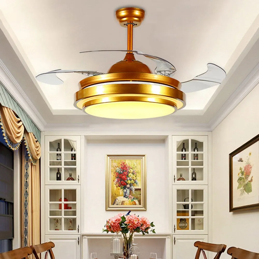 

42 /36 Inch Air Purifying Ceiling Fan Acrylic Leaf LED Lamp Invisible Modern Simple 110v/220v Parlor Office Livingroom Fans
