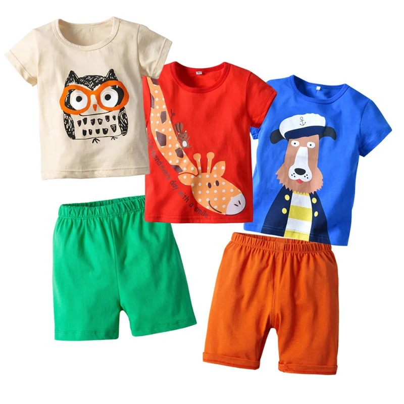 

Abckids 5Pcs Summer Baby Boy Adorable Cartoon Animal Print Short Sleeve T-Shirt Blouse Shorts Casual Outfits Clothes Set