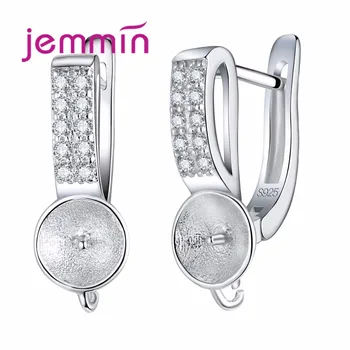 

New Trendy Hoop Earrings 925 Sterling Silver Jewelry Findings for Ear Decoration Clear AAA+ Crystal Earrings
