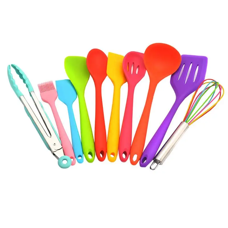 

10 PCS Color Silicone Kitchen Utensils Heat-Resistant Non-Stick Whisk Environmentally Friendly Cooking Shovel Spoon Tool