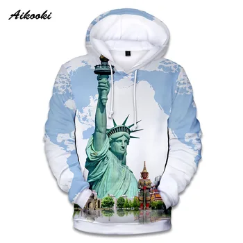 

2019 United States Landmarks Statue Of Liberty Hoodies Men/Women Sweatshirts Hooded 3D Print Autumn Winter Hoody Casual Top