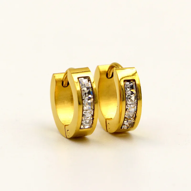 

Fashion new jewelry ultra flash black and white crystal ear buckle open earrings wild for men and women couples best gift
