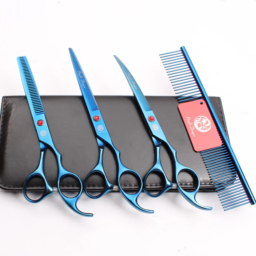 

20Sets Z3003 Suit 7" 19.5cm Purple Dragon 440C Comb+Cutting+Thinning Scissors+Down Curved Shears Professional Pets Hair Scissors
