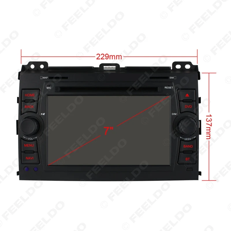Clearance FEELDO 7"  Android 6.0 (64bit) 2G/32G/4G Octa Core Car DDR3 2G/4G LTE DVD GPS Radio Head Unit For Toyota Prado/Land Cruiser120 4