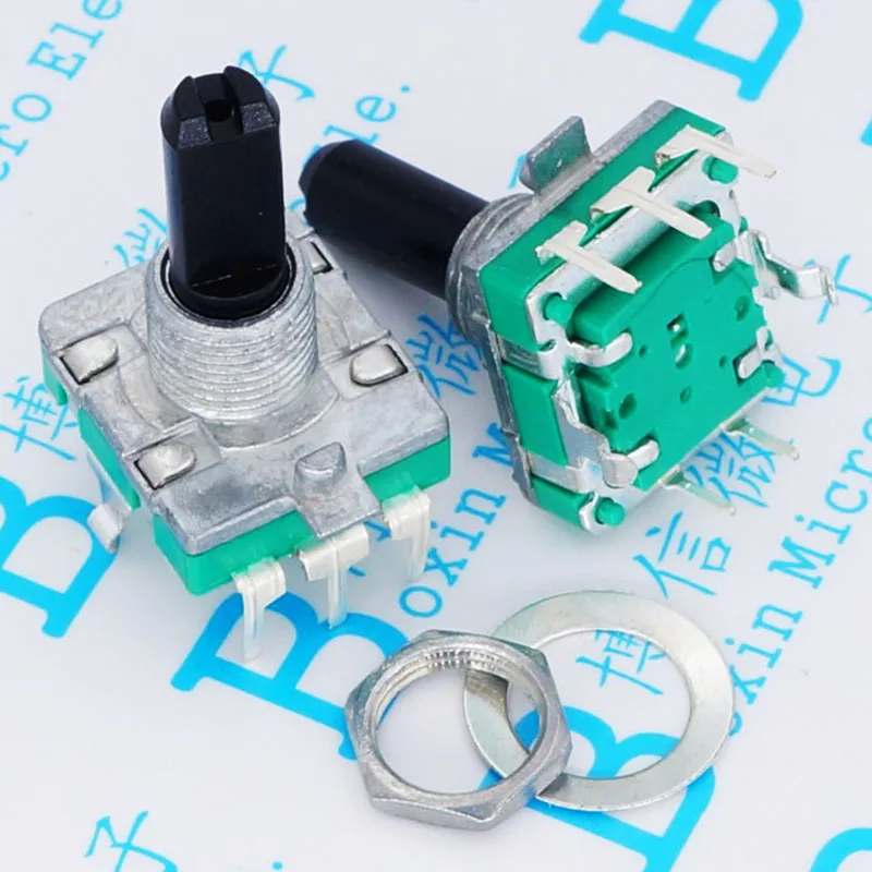 

10pcs/lot EC16 half shaft 20 mm long handle audio encoder 360 rotation digital encoder Five foot switch,