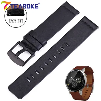 

Leather Watchband for Samsung Gear S2 S3 18mm 20mm 22mm 24mm Black Replacement Bracelet Band Strap for Moto360 2nd Smart Watch