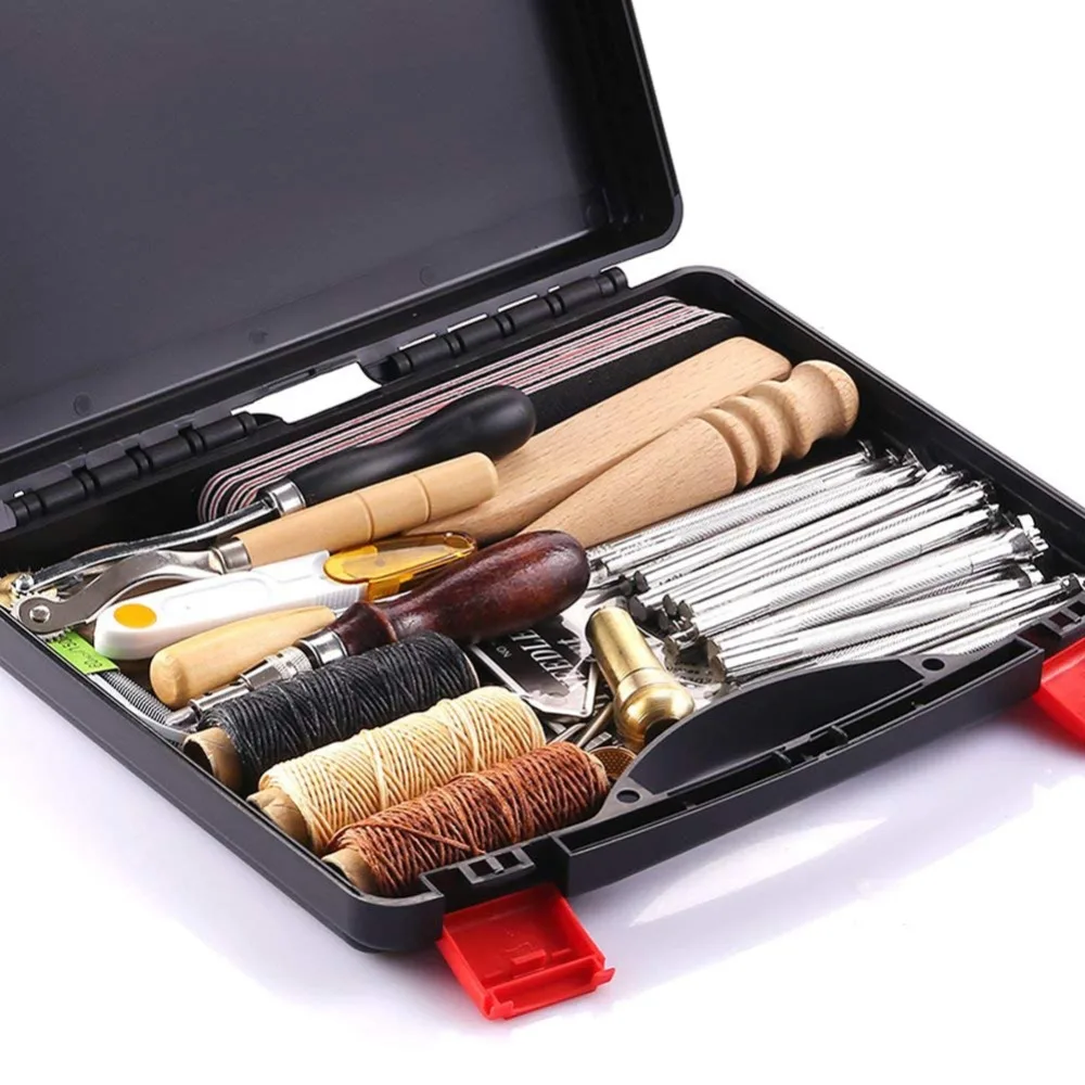 

59 Pcs Set Leather Craft Hand Tools Kit for Hand Sewing Stitching Stamping Saddle Making new arrivals