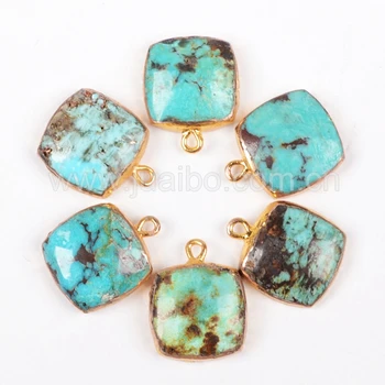 

BOROSA Square Shape Natural Turquoises Charm diy for Jewelry Making Natural Blue Stone Pendant Bead for Women Necklace G0628