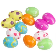 12pcs/pack Empty Easter Egg DIY Non-toxic Small Lottery Gifts Kid Toy Funny Detachable Decorative Handmade Colorful Plastic