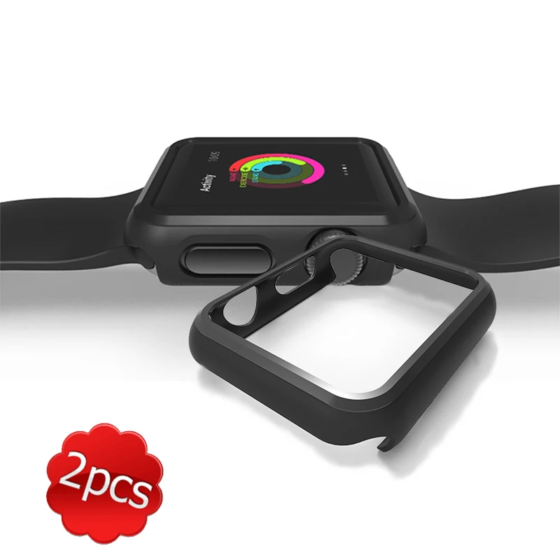 

2pcs Watch Accessories thin Black Watch frame PC Case Cover Protect shell for Apple Watch series1/2/3/4 for iWatch 38/42/40/44mm