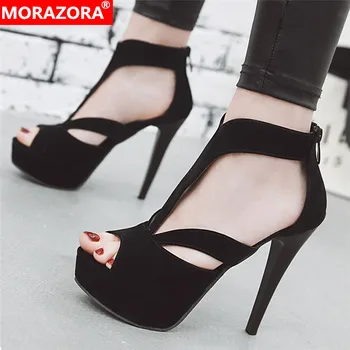 

MORAZORA Fashion women high heel shoes women sandals open toe platform shoes stiletto high heels party wedding shoes female