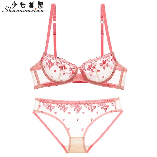 Pink Transparent Bra Panty  Pink Underwear Transparent Set - Sexy