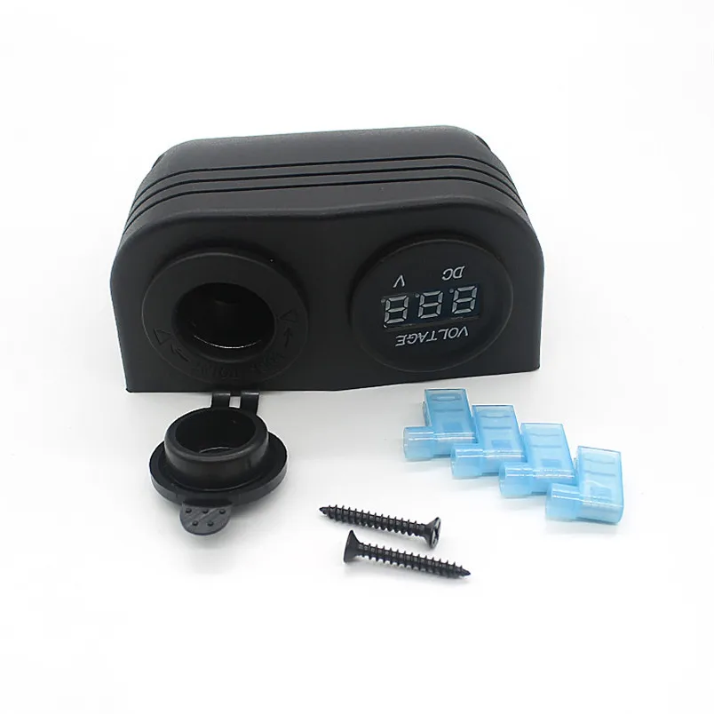 

12V Dual Car Moto Cigarette Lighter Socket Digital Display Voltmeter +Holder Drop Shipping P30 August 18