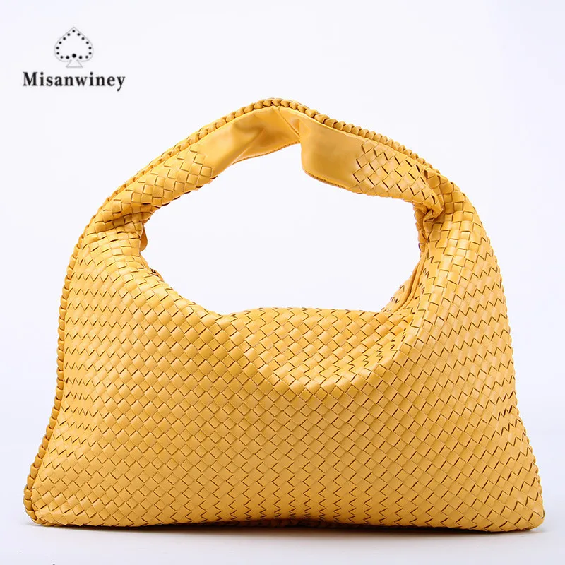 

Misanwiney Hand-Weaving Women Bag Handbag Fashion Casual Dumplings Bag 2018 New Leather Ms. Tote Shoulder bag~Star models