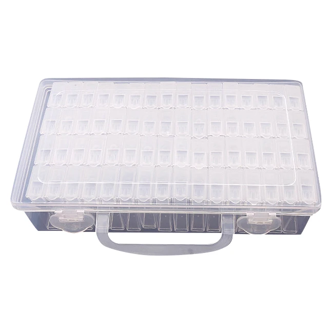 LUDA 64 Решетки, регулируемая пластиковая коробка для хранения, коробка для хранения ювелирных изделий, алмазная вышивка, ремесло из бисера, инструмент для хранения таблеток - Цвет: Clear