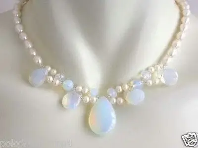 

DD Wholesale new Fire Opal and FreshWater Pearl Cluster Necklace
