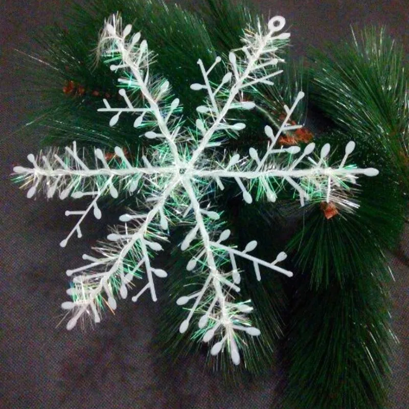 

3Pcs White Plastic Fake Snowflake Party Snow Decor New Year Xmas Tree Hanging Pendants Ornaments Home Decorations for Christmas