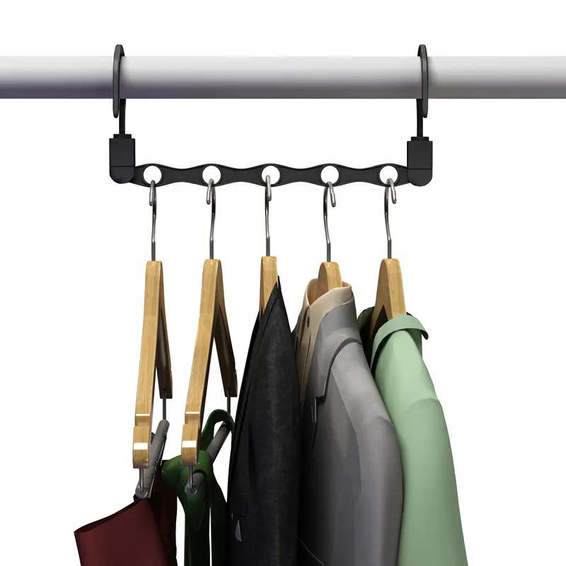 Five hole Foldable Rotating Storage Rack Magic Hangers Closet Space(09)