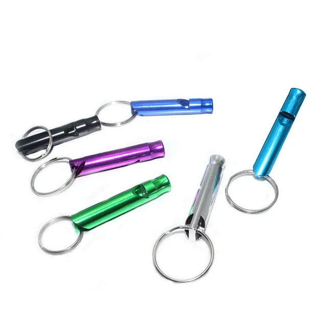 2Pcs Colorful Aluminum Emergency Survival Whistle Keychain For Camping Hiking Outdoor Sport Kit Tool 4.7CM Color Random