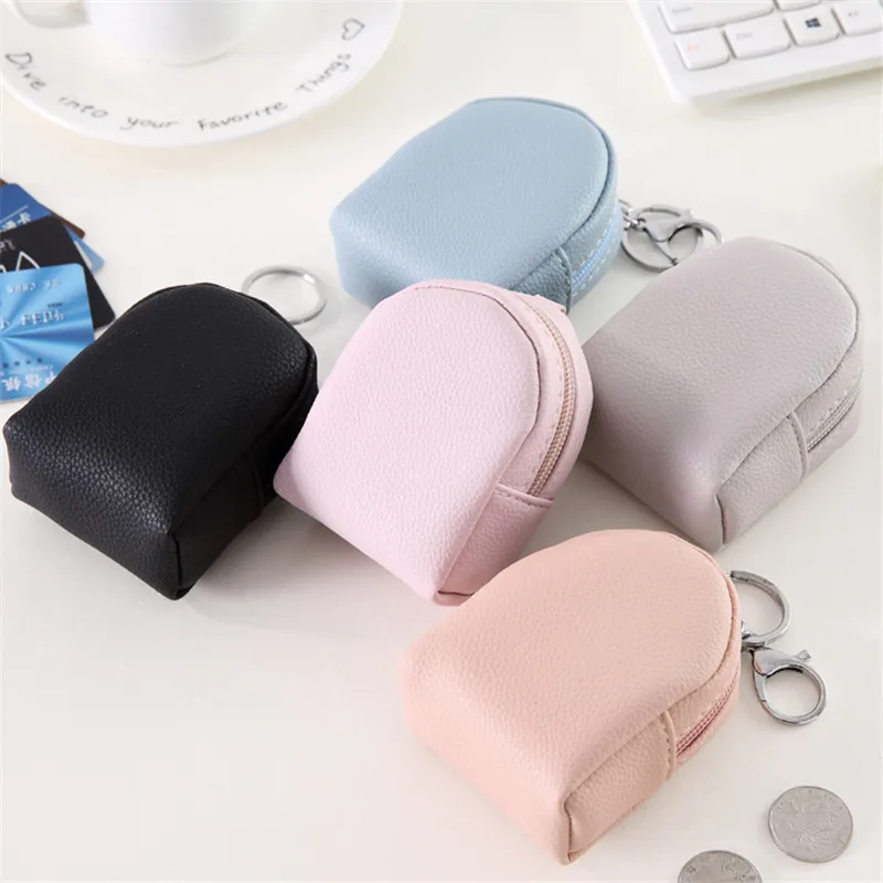 

Solid Coin Purse Pouch Case Bags Mini Storage Box Hobos Data Cable Storage Holders Case Container PU leather Zipper Coin bags