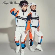 Детский костюм для танцев в стиле джаз для девочек, одежда для уличных танцев свободные костюмы для мальчиков в стиле хип-хоп, Корейская версия, весна-осень