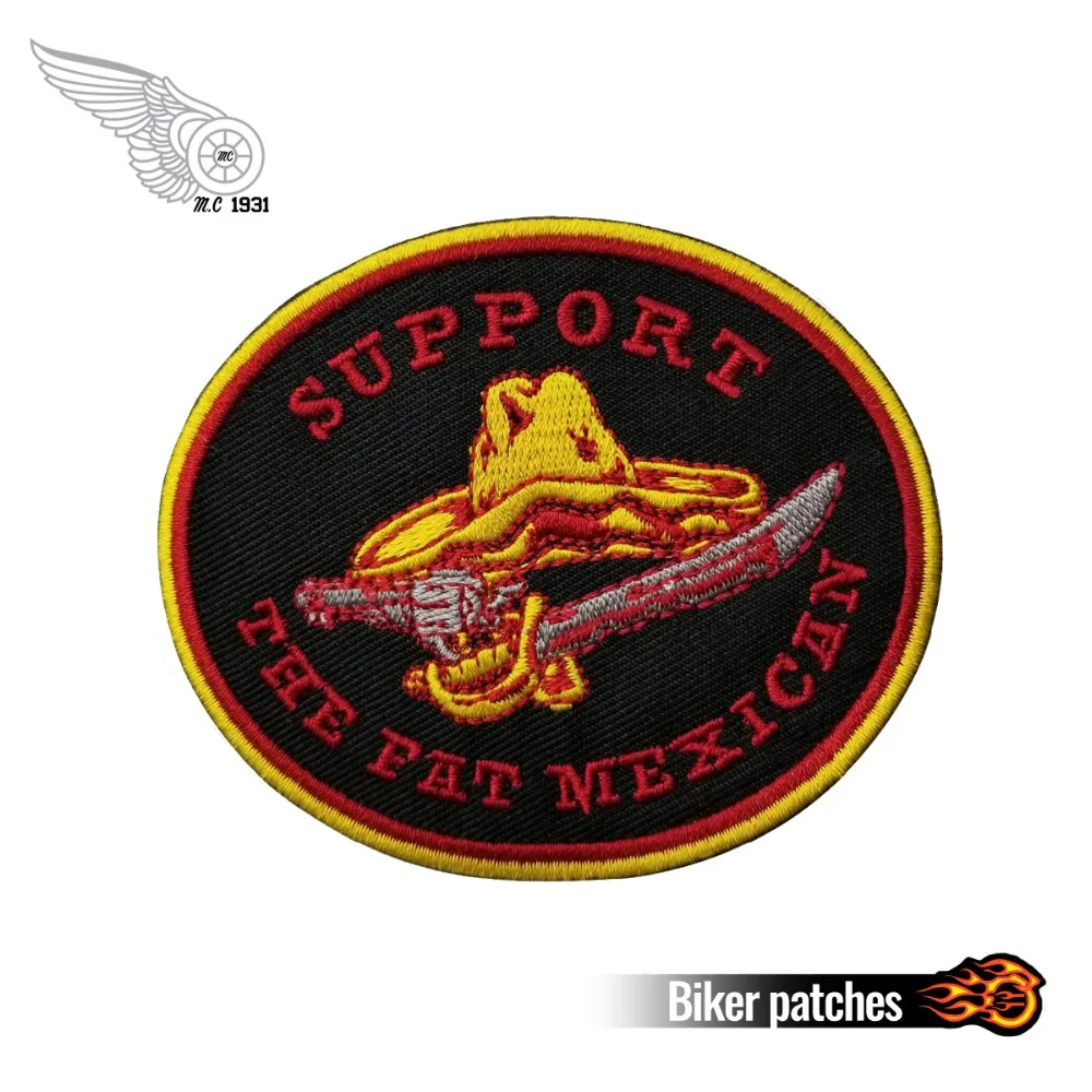 

Bandidos Support The Fat Mexican Embroidered Iron On Patch For Jacket Cloth With Cap Bag Appliqued Free Shipping