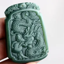 Натуральный и нефрит кулон зеленый нефрит кулон YULONG мировой линии Shifang Длинные кулон ювелирные изделия Марка с сертификатом